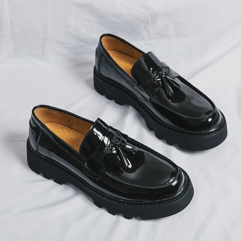 New Black Loafers Men Pu Leather Shoes Breathable Slip-On Solid Casual Shoes Handmade  Men Dress Shoes